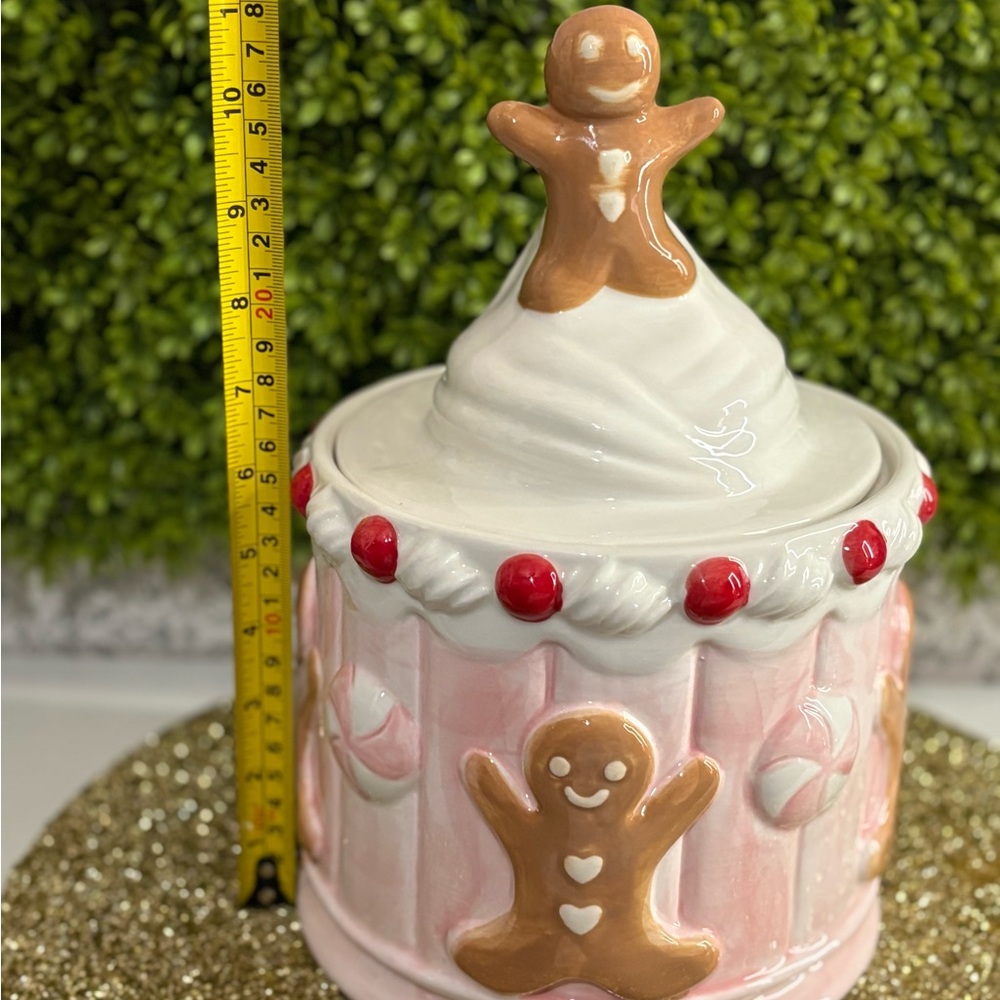 Pink Pastel Gingerbread Christmas Cake Canister